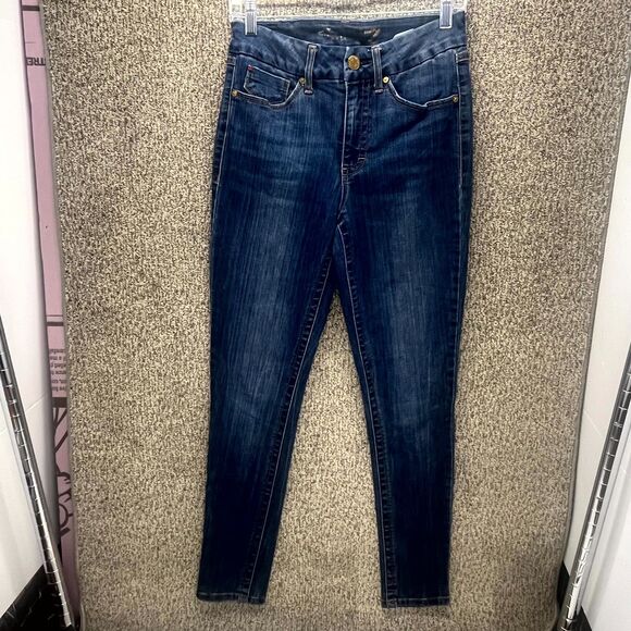 Seven7 Tummyless Skinny Jeans Womens Size 6 Blue Denim Cotton Stretch High Rise - Picture 1 of 16
